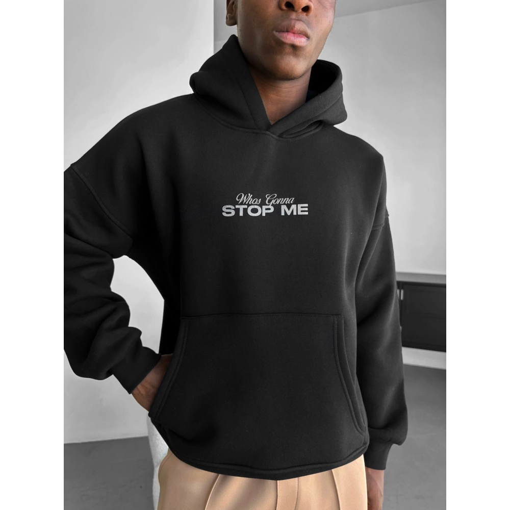 Erkek Siyah Arkası Baskılı Sweat