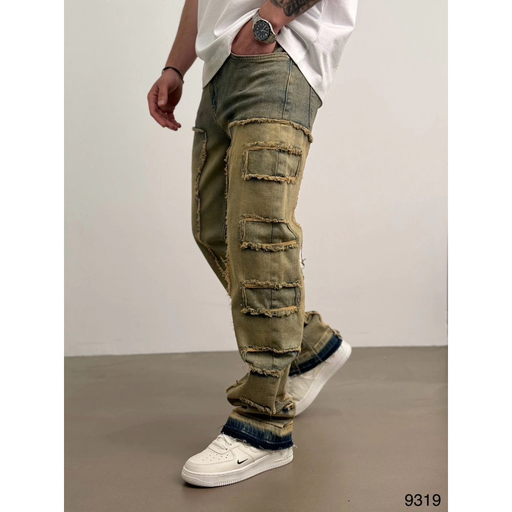 Erkek Kirli Kahve Detaylı Pantolon