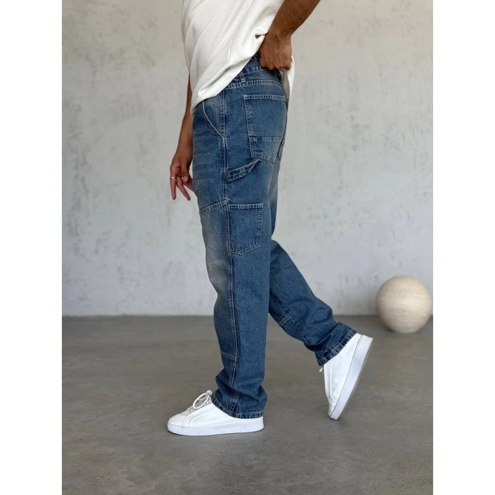 Erkek Mavi Detaylı Pantolon