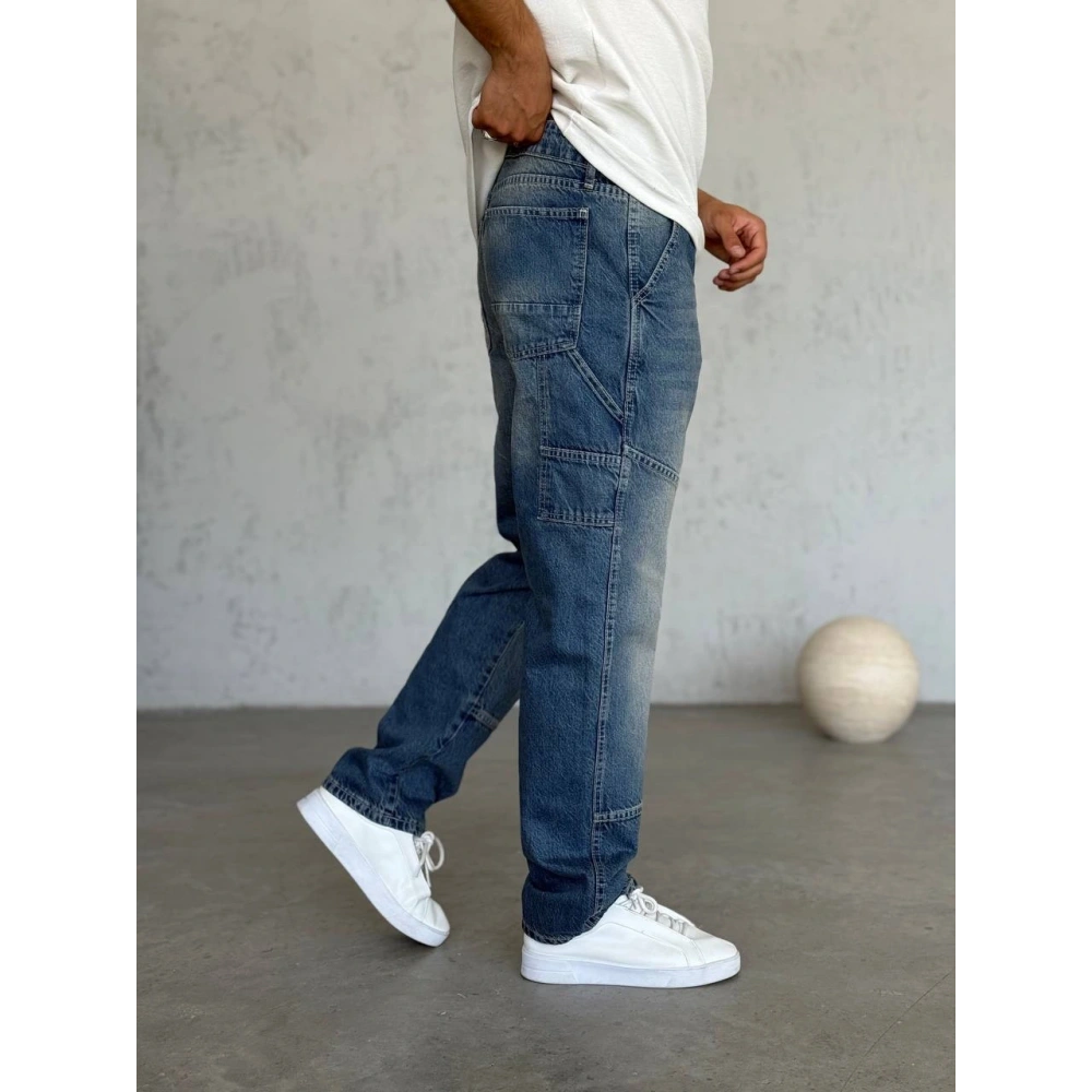 Erkek Mavi Detaylı Pantolon