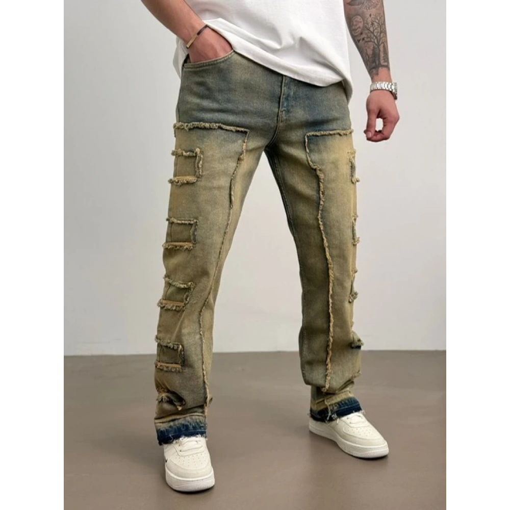 Erkek Kirli Kahve Detaylı Pantolon