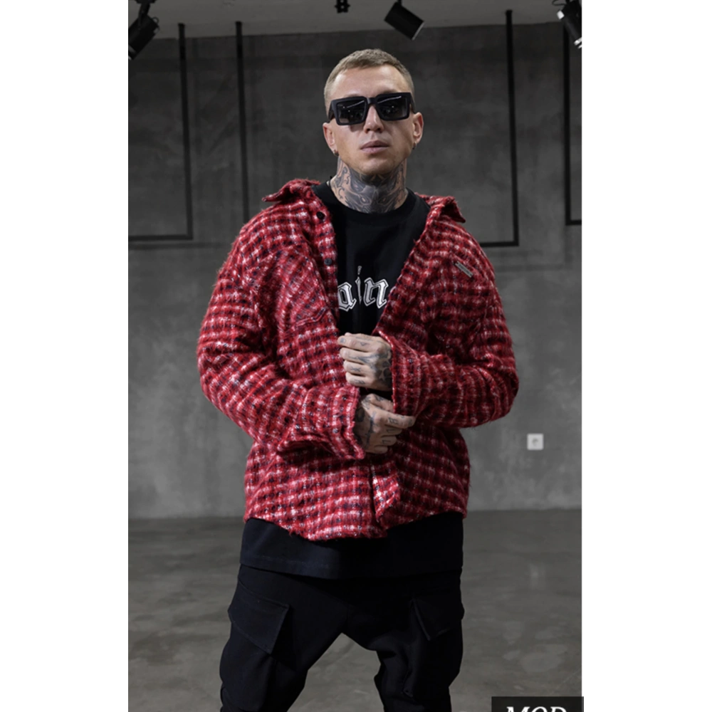 Erkek Kırmızı Mini Ekoseli Gömlek