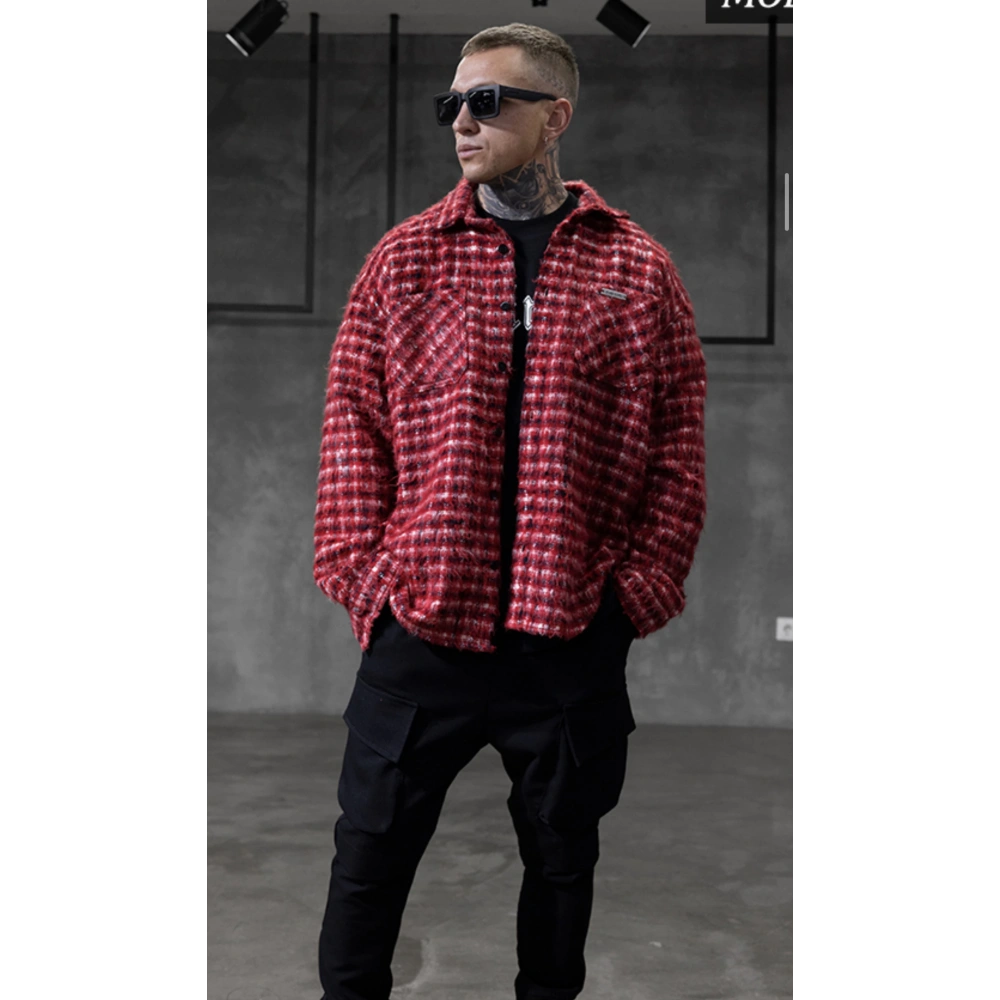 Erkek Kırmızı Mini Ekoseli Gömlek