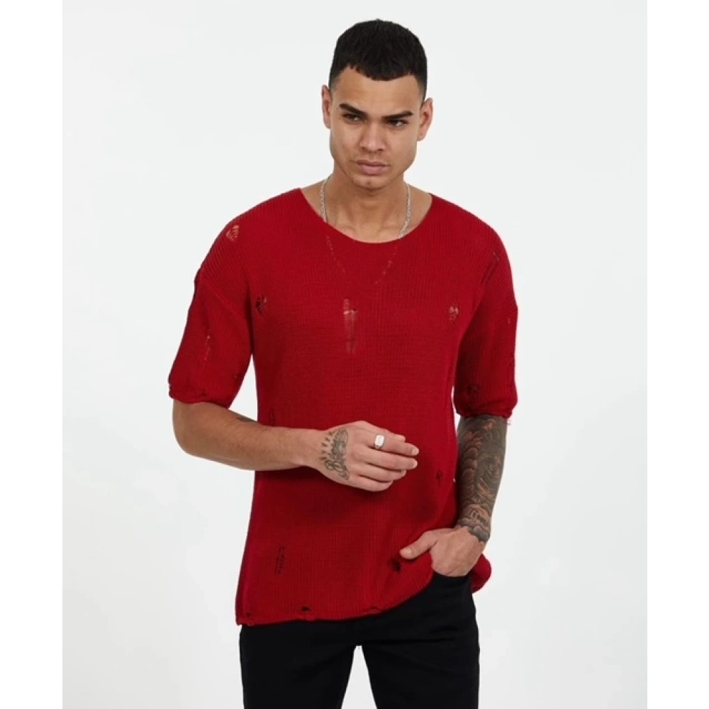 Erkek Kırmızı Triko T-shirt