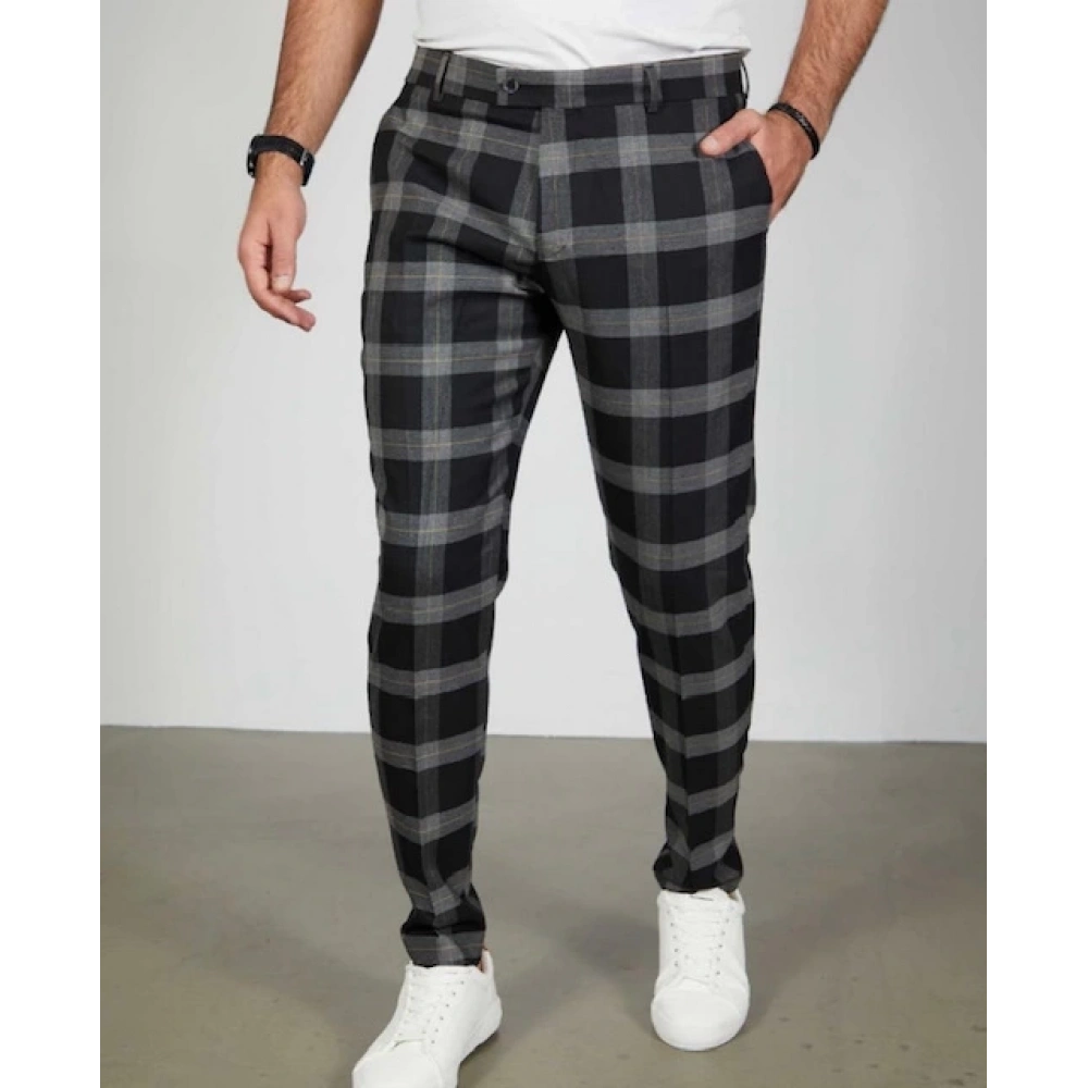 Erkek Siyah Kareli Pantolon