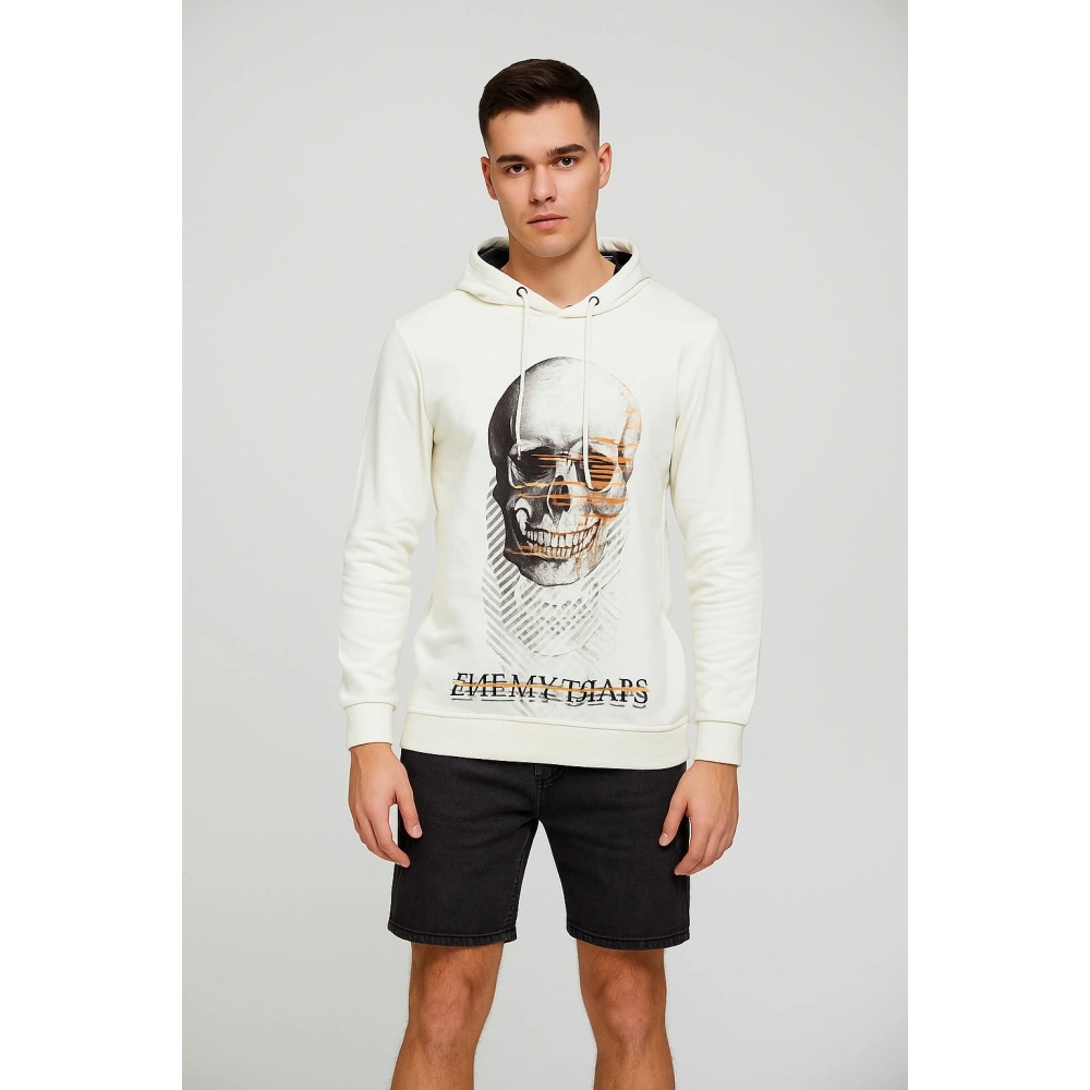 Erkek Kırk Beyaz Baskılı Sweat