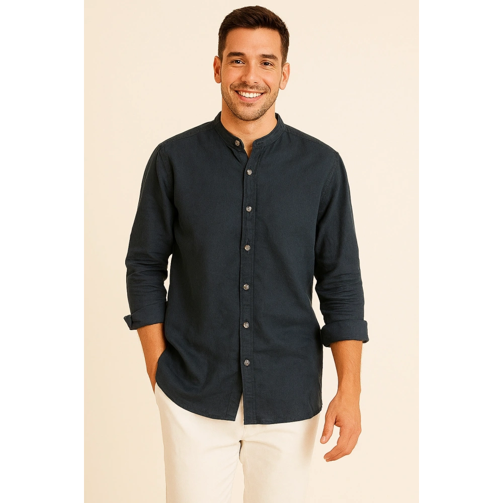 Erkek Hakim Yaka Lacivert Gömlek