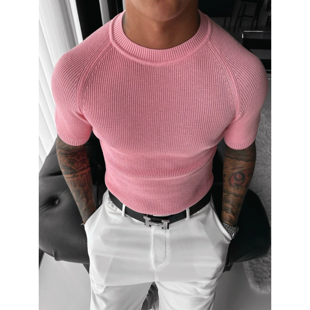 Erkek Gül Kurusu Bisiklet Yakalı Triko Tshirt