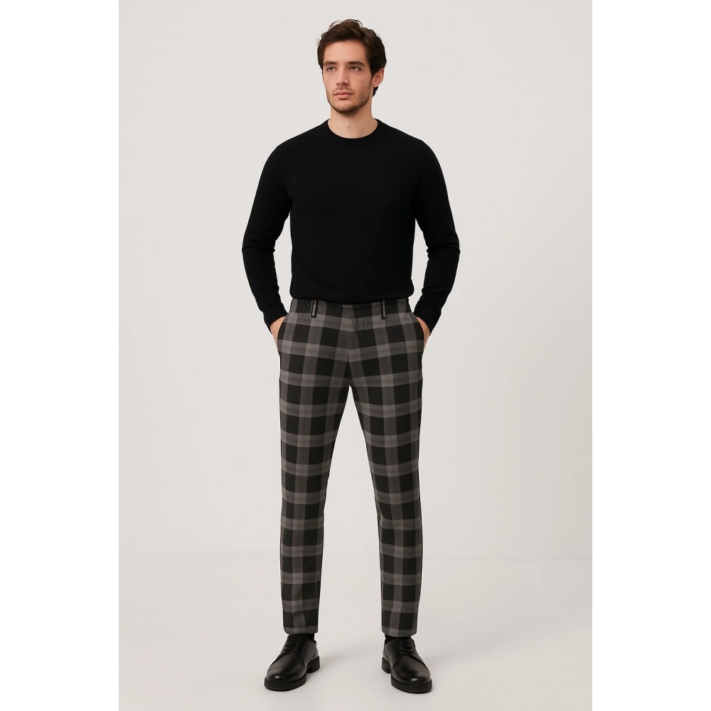 Erkek Siyah Kareli Pantolon