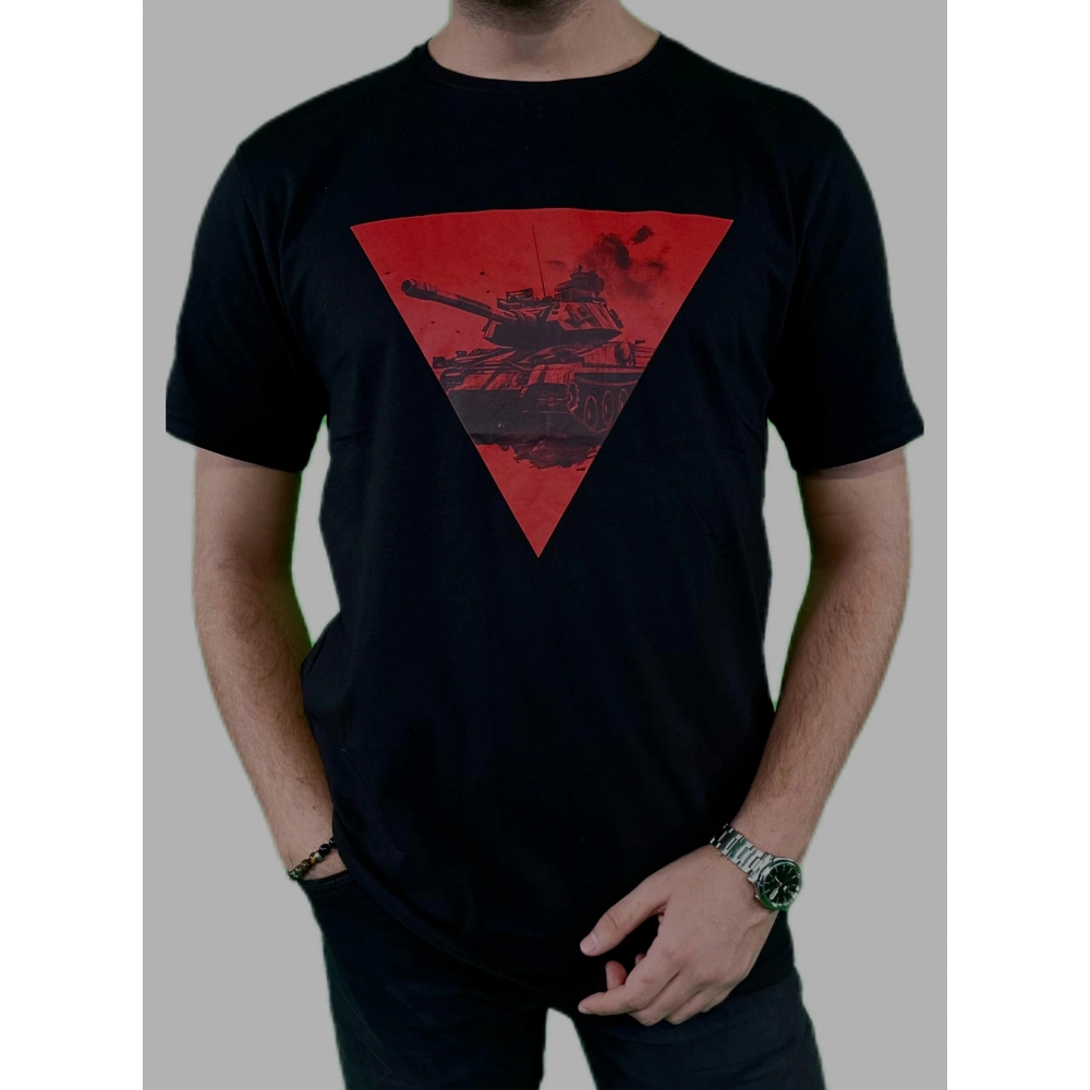 Erkek Siyah- Kırmızı Baskı Tshirt