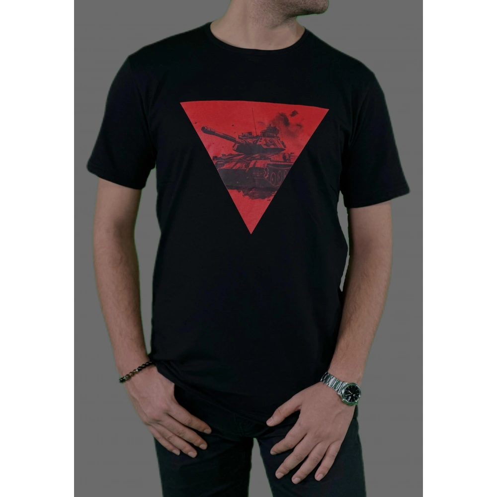 Erkek Siyah- Kırmızı Baskı Tshirt