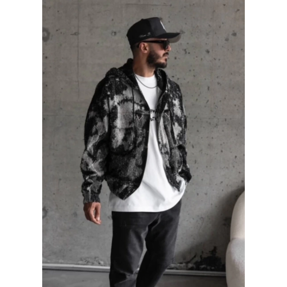 Erkek Siyah Beyaz Trend Ceket