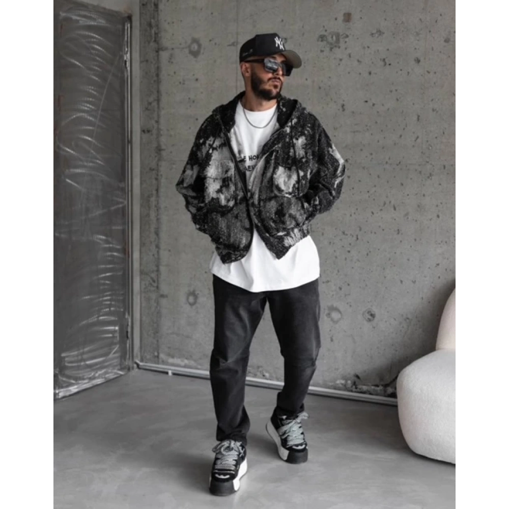 Erkek Siyah Beyaz Trend Ceket