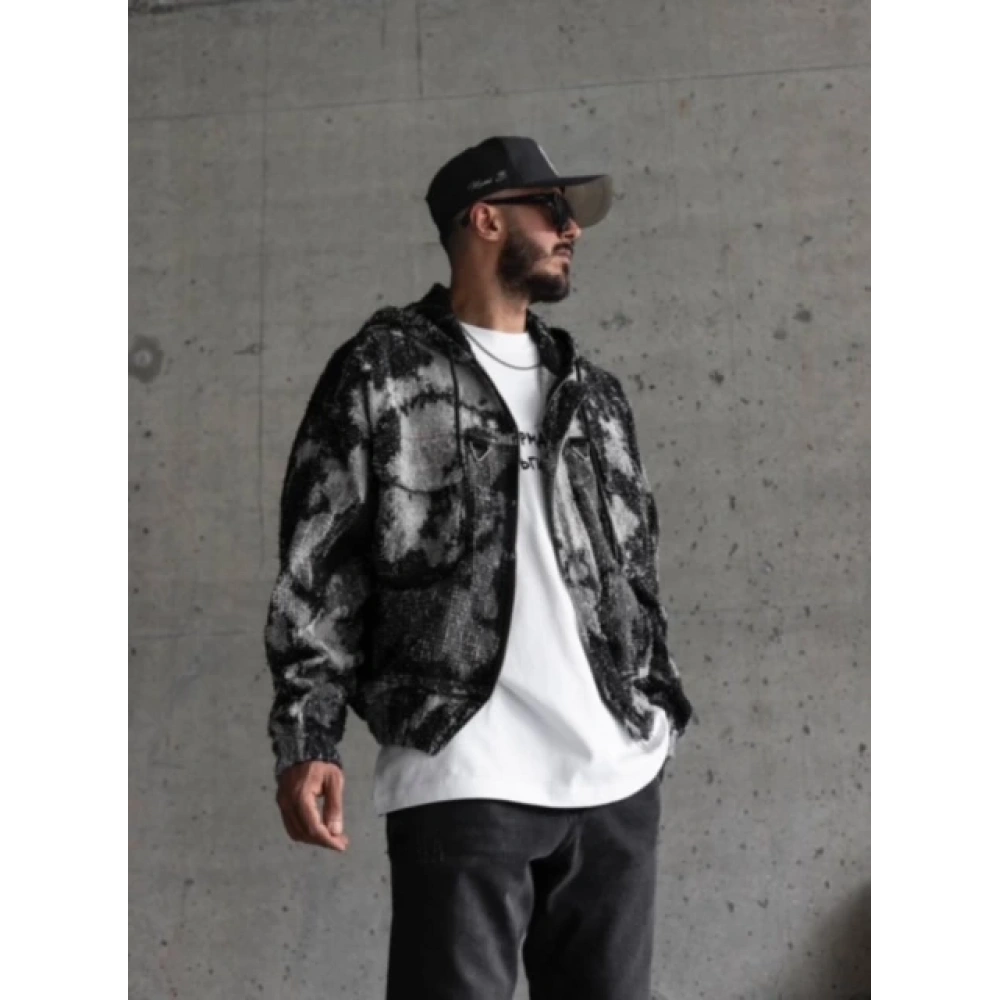 Erkek Siyah Beyaz Trend Ceket