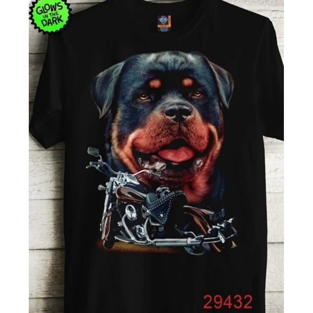 Erkek Siyah Köpek Baskılı T-shirt