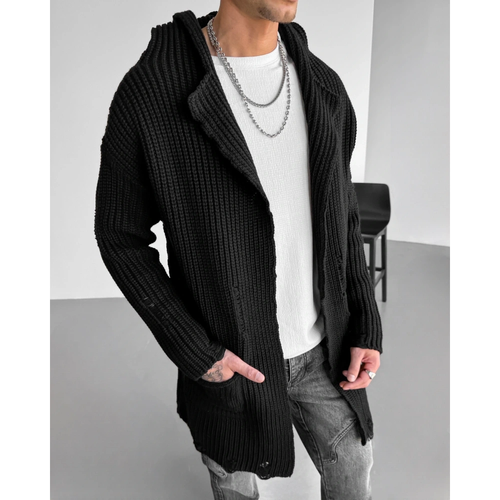 Erkek Siyah Uzun Hırka