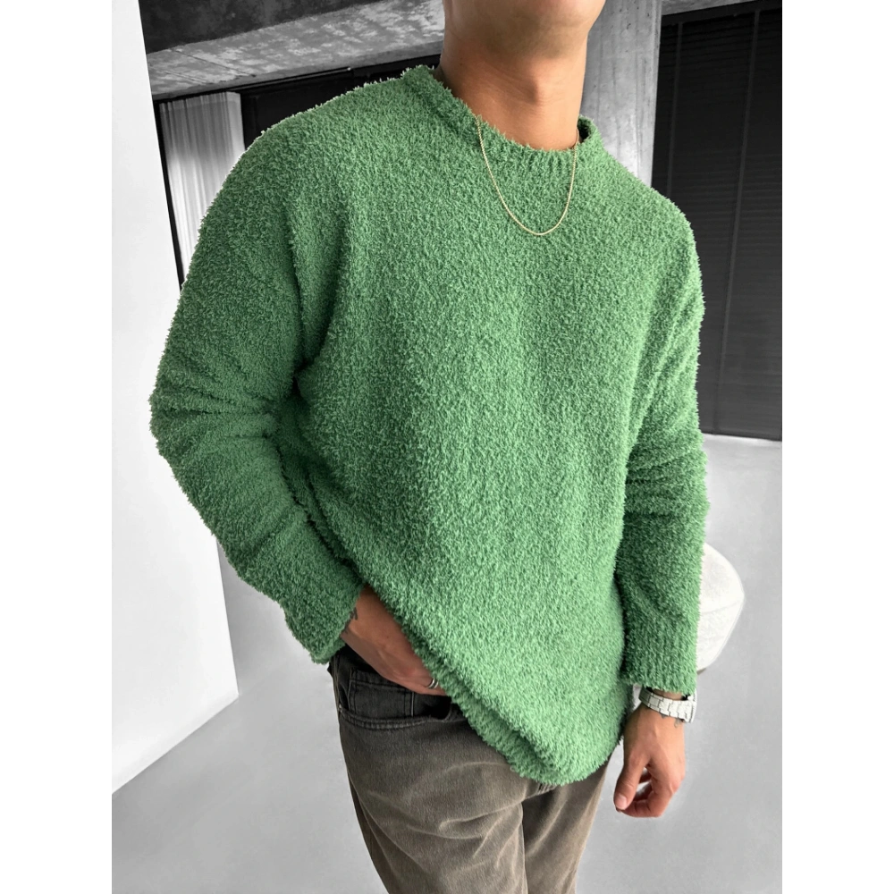 Erkek Yeşil Peluş Kazak