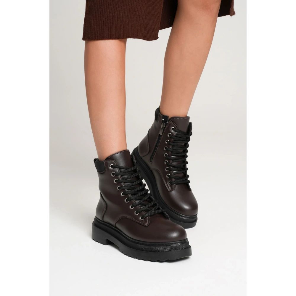 Fiora Özel Tasarım Kadın Kışlık Kalın Tabanlı Acı Kahve Bot