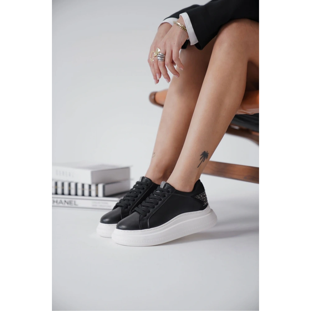 Grace Arkası Taşlı Siyah Kadın Sneaker