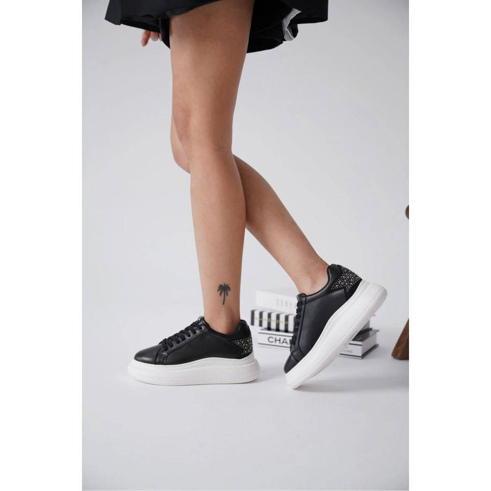 Grace Arkası Taşlı Siyah Kadın Sneaker
