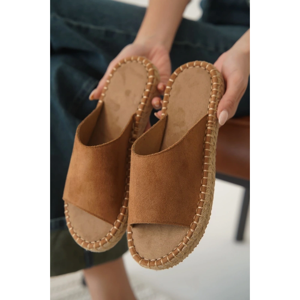 Grey Süet Taba Kadın Terlik