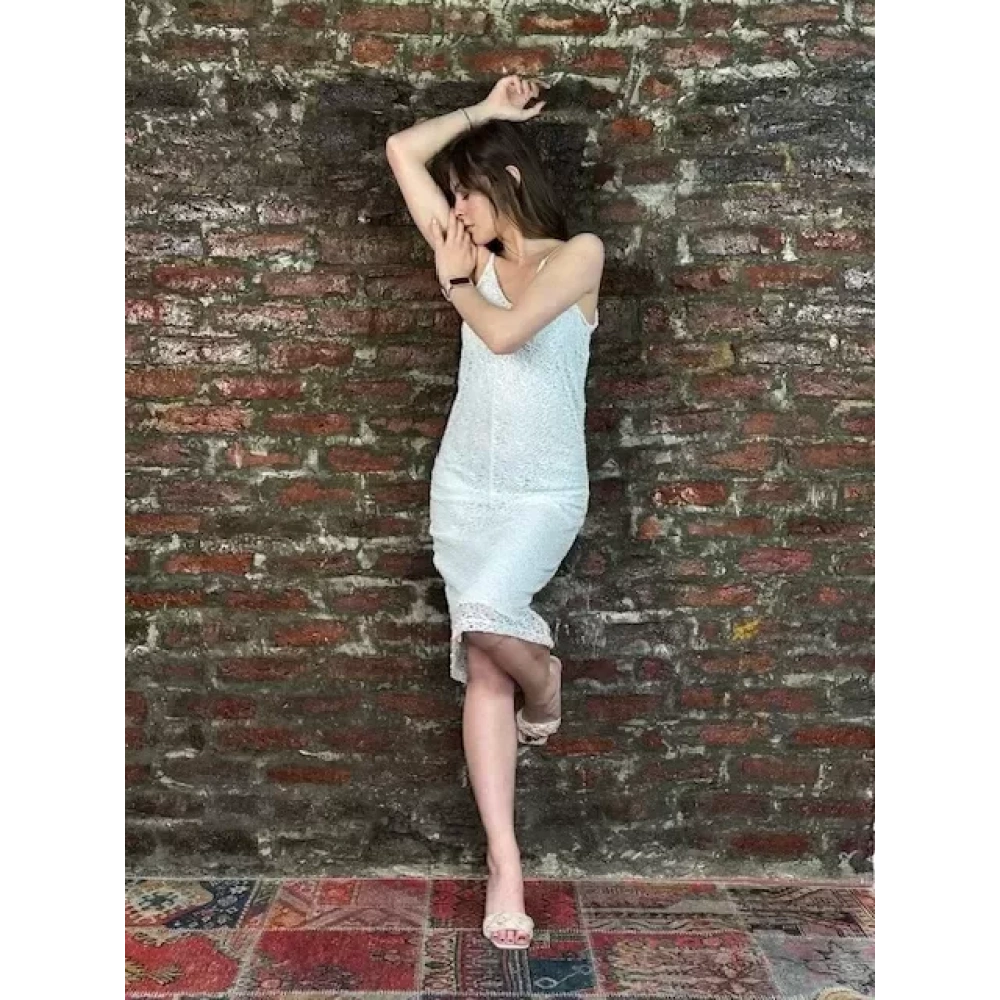 Kadın Beyaz Güpür Askılı Elbise