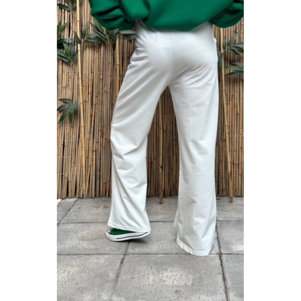 Kadın Bol Paça Beyaz Alt Eşofman