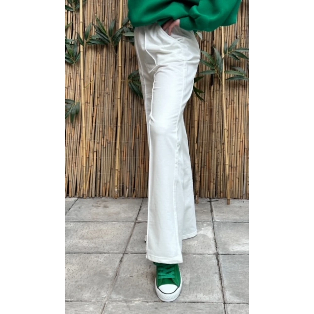 Kadın Bol Paça Beyaz Alt Eşofman