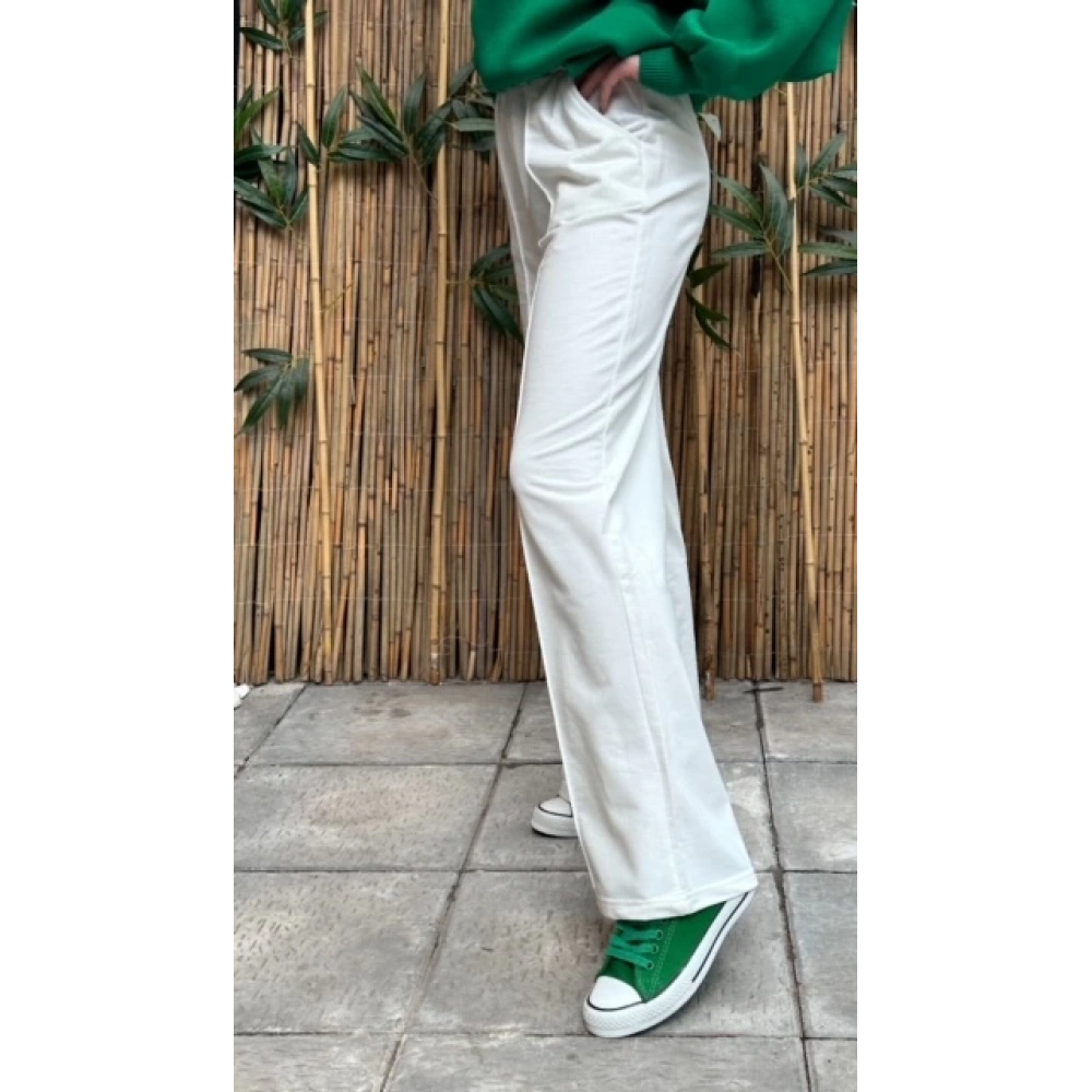 Kadın Bol Paça Beyaz Alt Eşofman