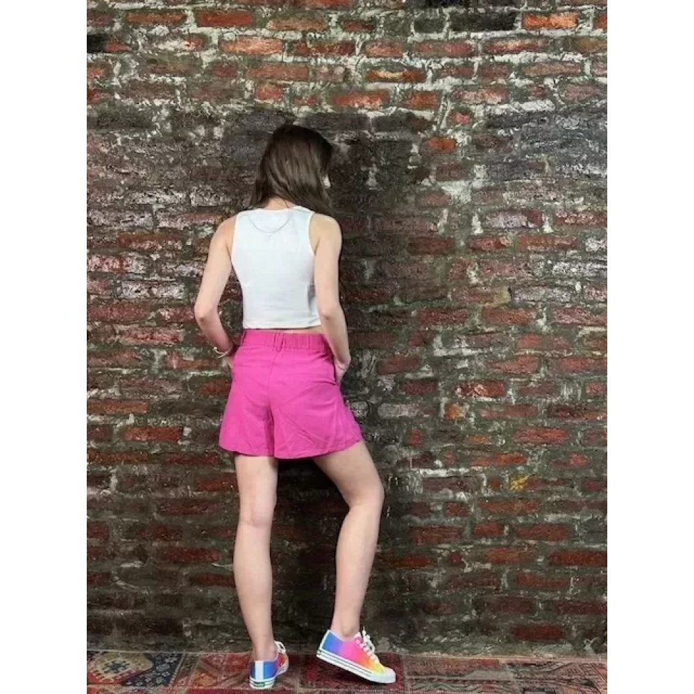 Kadın Pembe Keten Şort