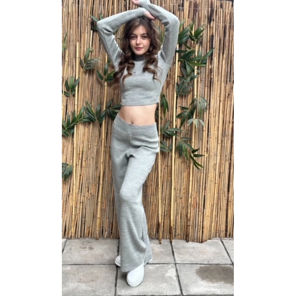 Kadın Gri Triko Takım