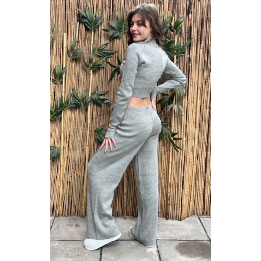 Kadın Gri Triko Takım
