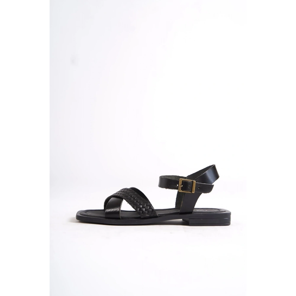 Kadın Hakiki Deri Siyah Örgü Sandalet