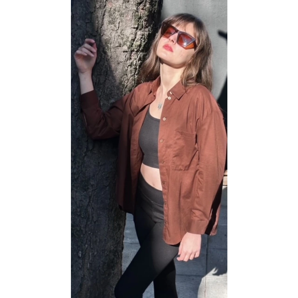 Kadın Kahverengi Gömlek