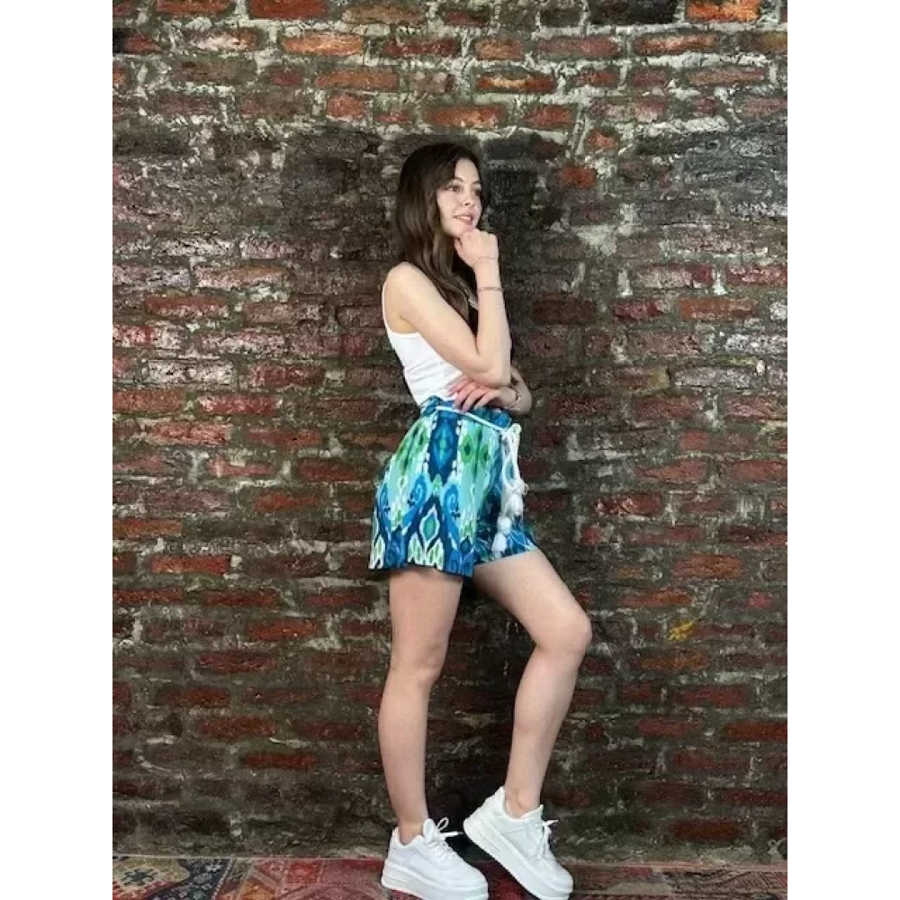 Kadın Mavi Beyaz Şort