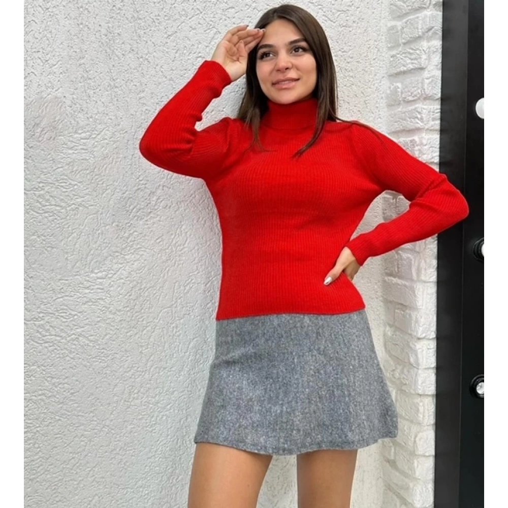 Kadın Kırmızı  Boğazlı Badi