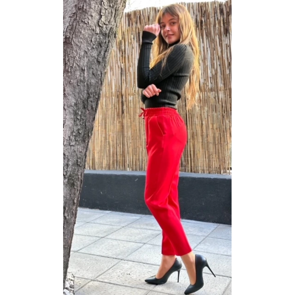 Kadın Kırmızı Kumaş Pantolon