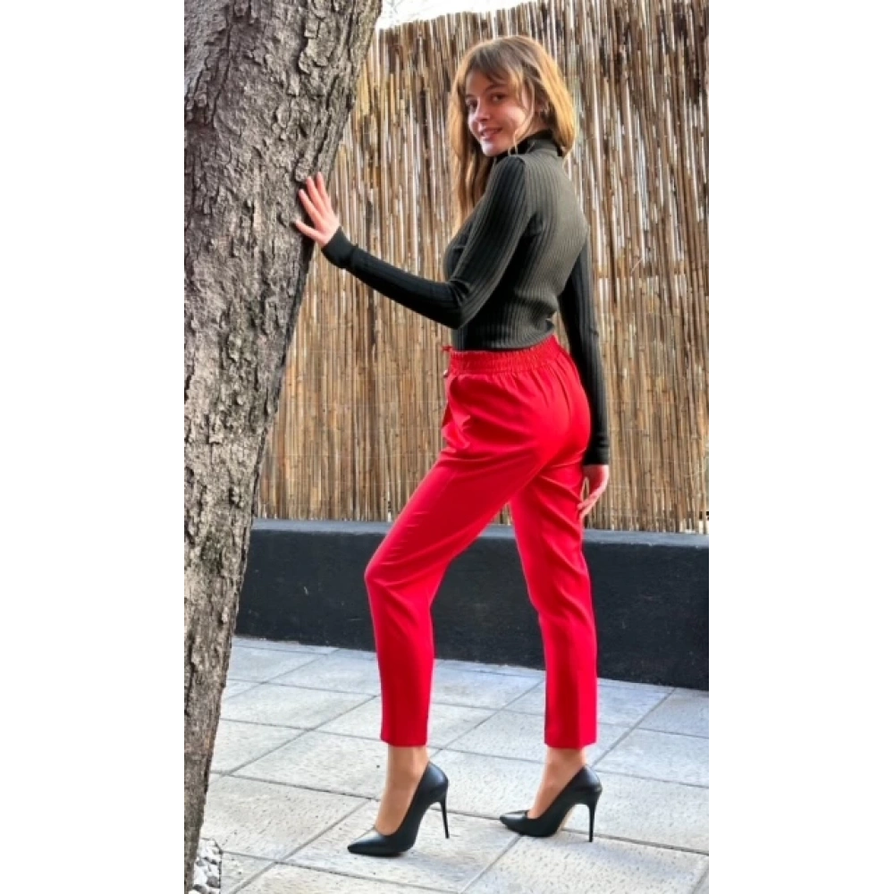 Kadın Kırmızı Kumaş Pantolon