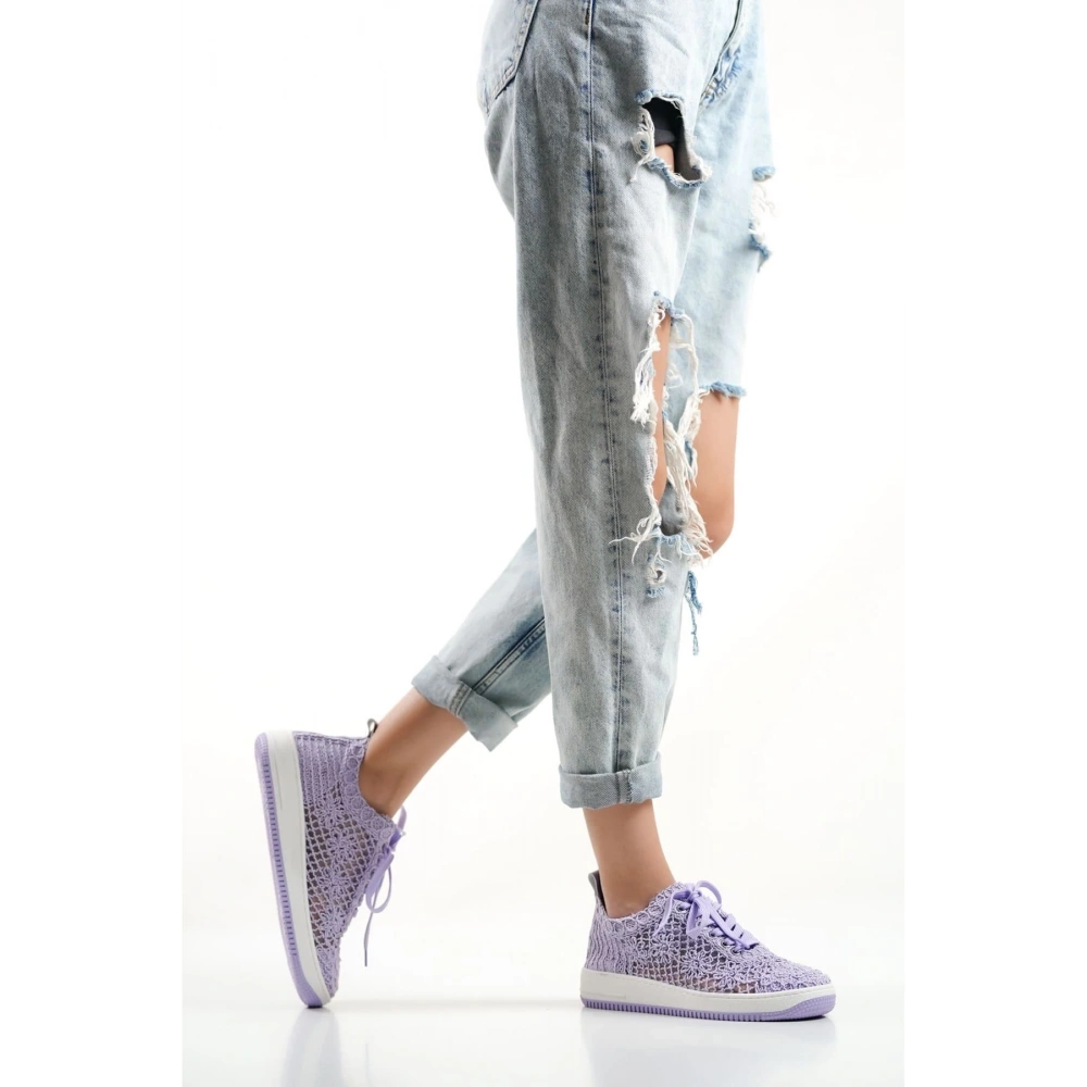 Kadın Lila Örgü Spor Ayakkabı