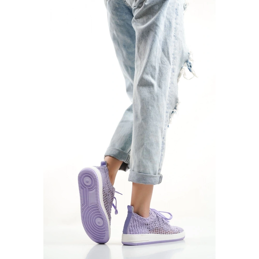 Kadın Lila Örgü Spor Ayakkabı