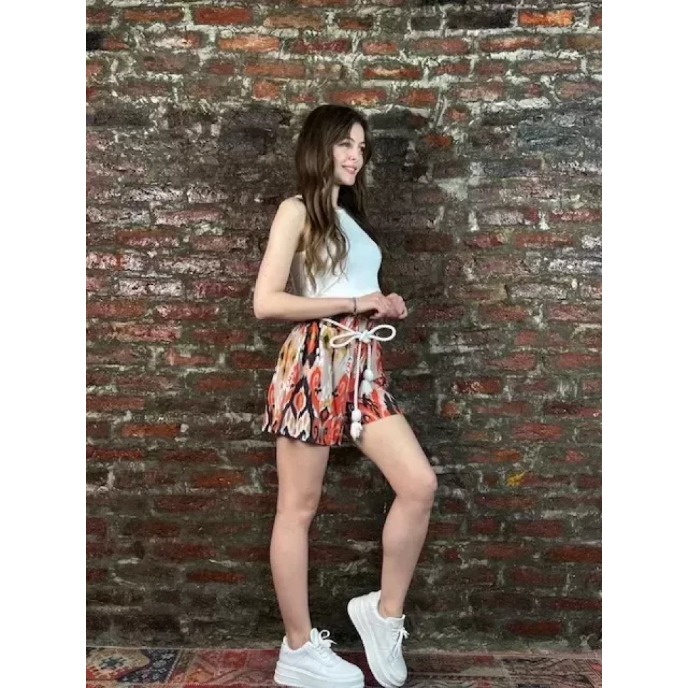 Kadın Kiremit Beyaz Şort