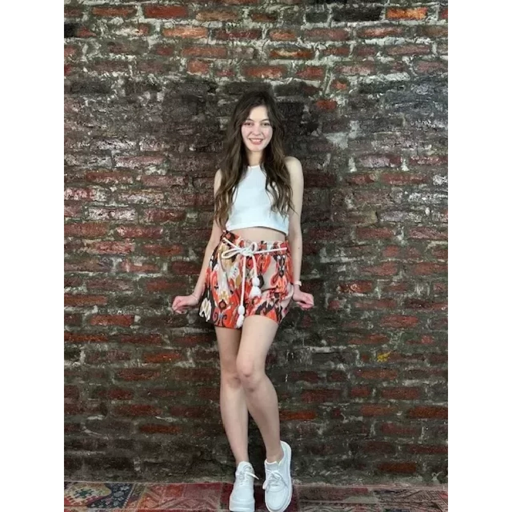 Kadın Kiremit Beyaz Şort