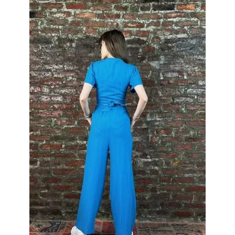 Kadın Mavi Crop Takım