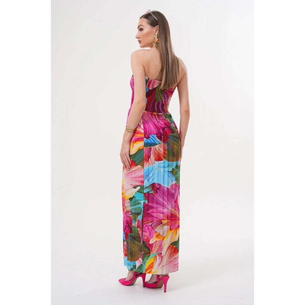 Kadın Çok Renkli Straplez Yaka Yazlık Elbise