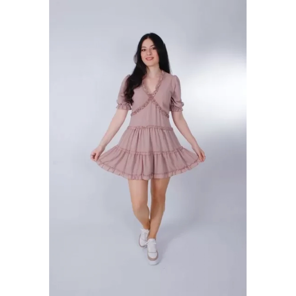 Kadın Pudra Mini Elbise