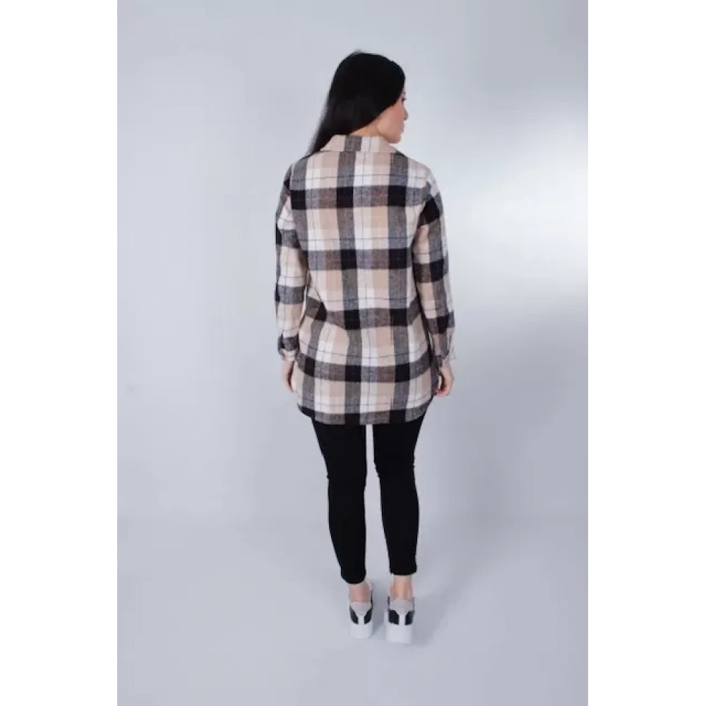 Kadın Siyah Bej Ekose Gömlek