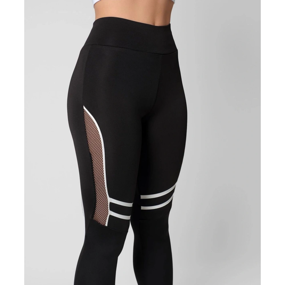 Kadın Siyah File Detaylı Tayt