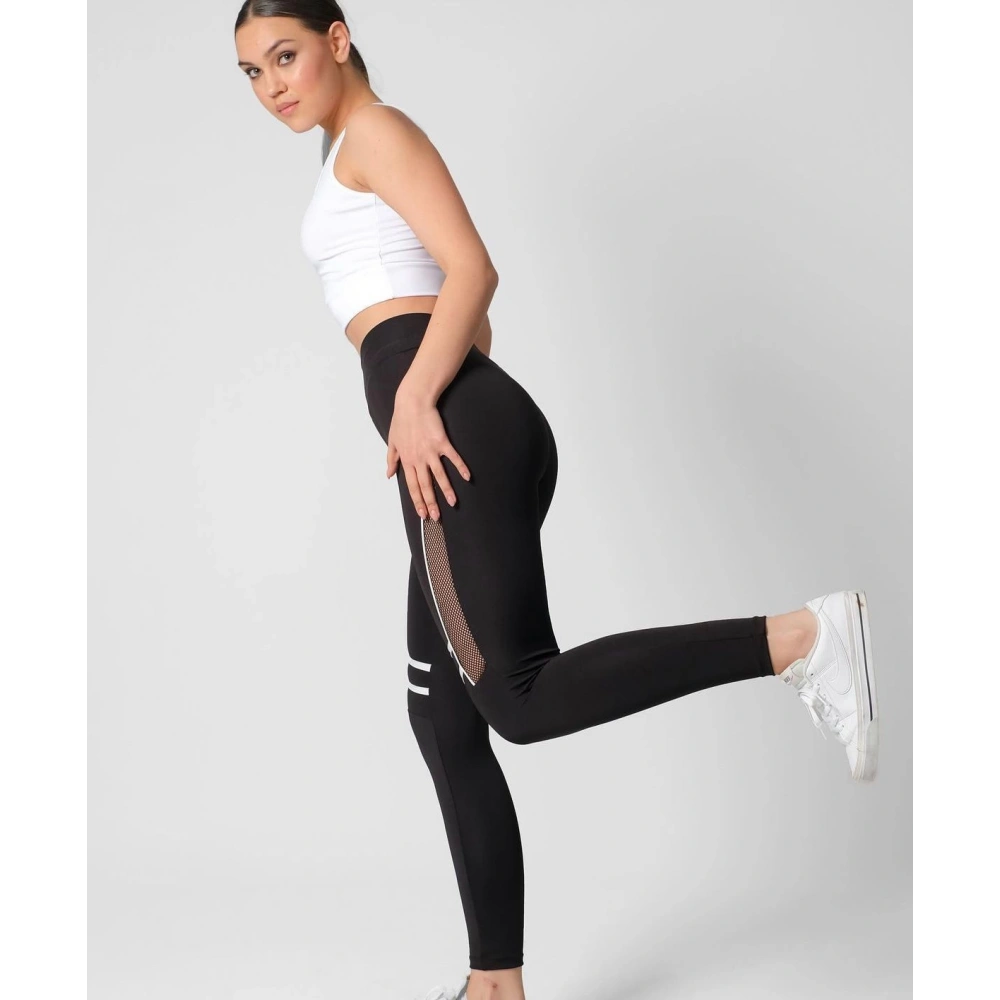 Kadın Siyah File Detaylı Tayt