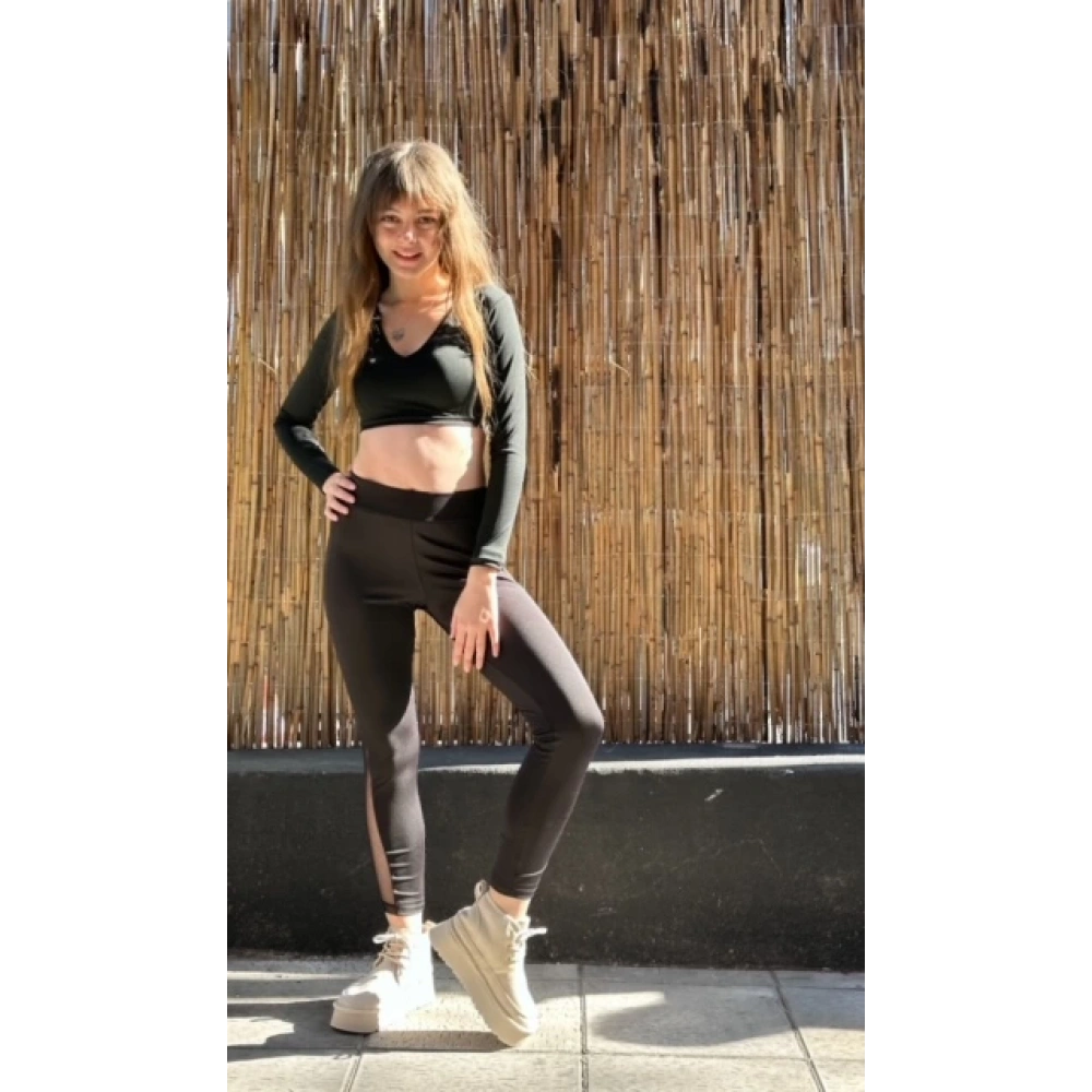 Kadın Siyah Tül Detaylı Tayt