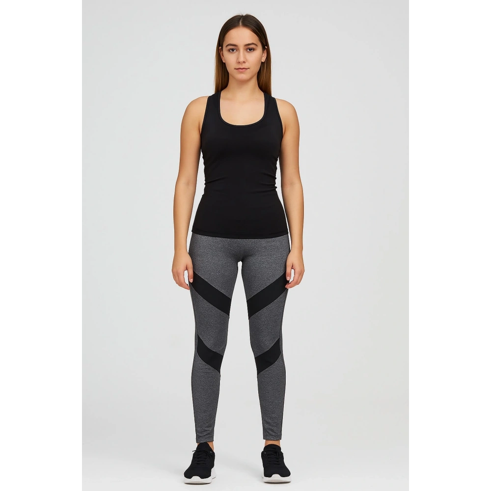 Kadın Gri Tül Detaylı Tayt